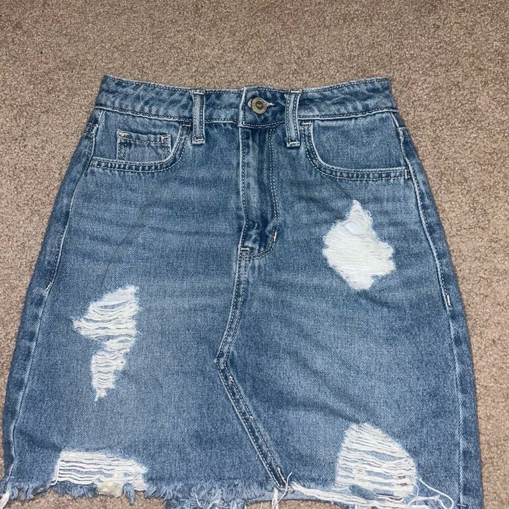 Hollister Blue Distressed Denim Pencil Skirt